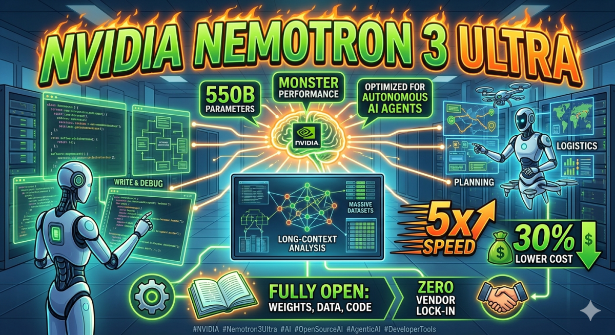 π NVIDIA just dropped Nemotron 3 Ultra β and itβs a monster!
A massive 550B-parameter open-weights...