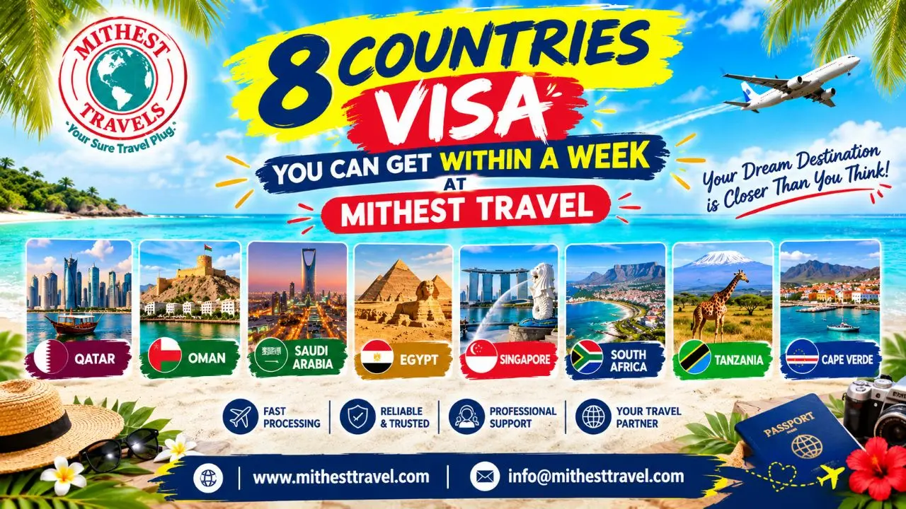 8 COUNTRIES VISA YOU CAN GET WITHIN A WEEK AT MITHEST TRAVELS AS A NIGERIAN
PASSPORT HOLDER
Read h...