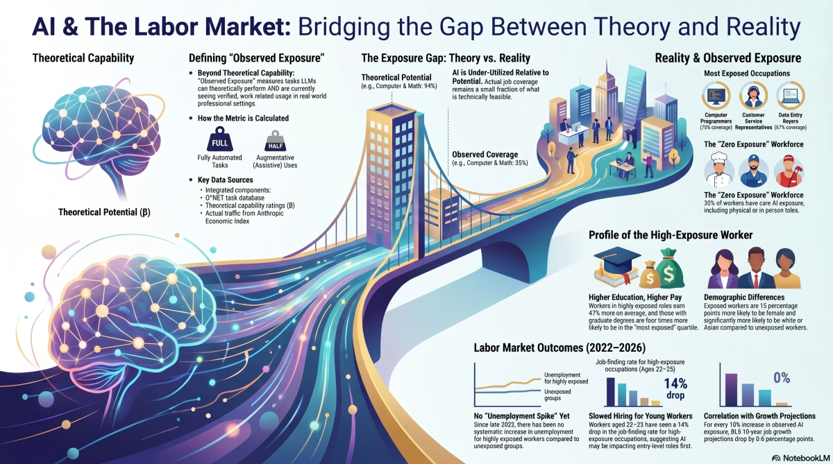 Anthropic's new research introduces "observed exposure" to measure Al's labor market impact using re...