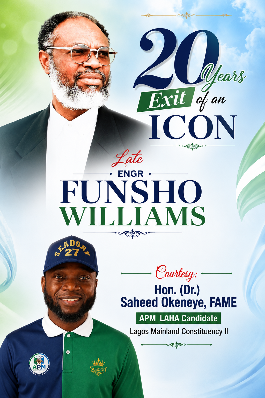 Late Engr. Anthony Olufunsho Williams is remembered today, 20 years exit of an icon