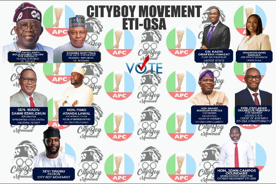We are the Credible Leadership sSpport Group - CITYBOY MOVEMENT, Eti-osa, chapter.
>>Cityboy movem...