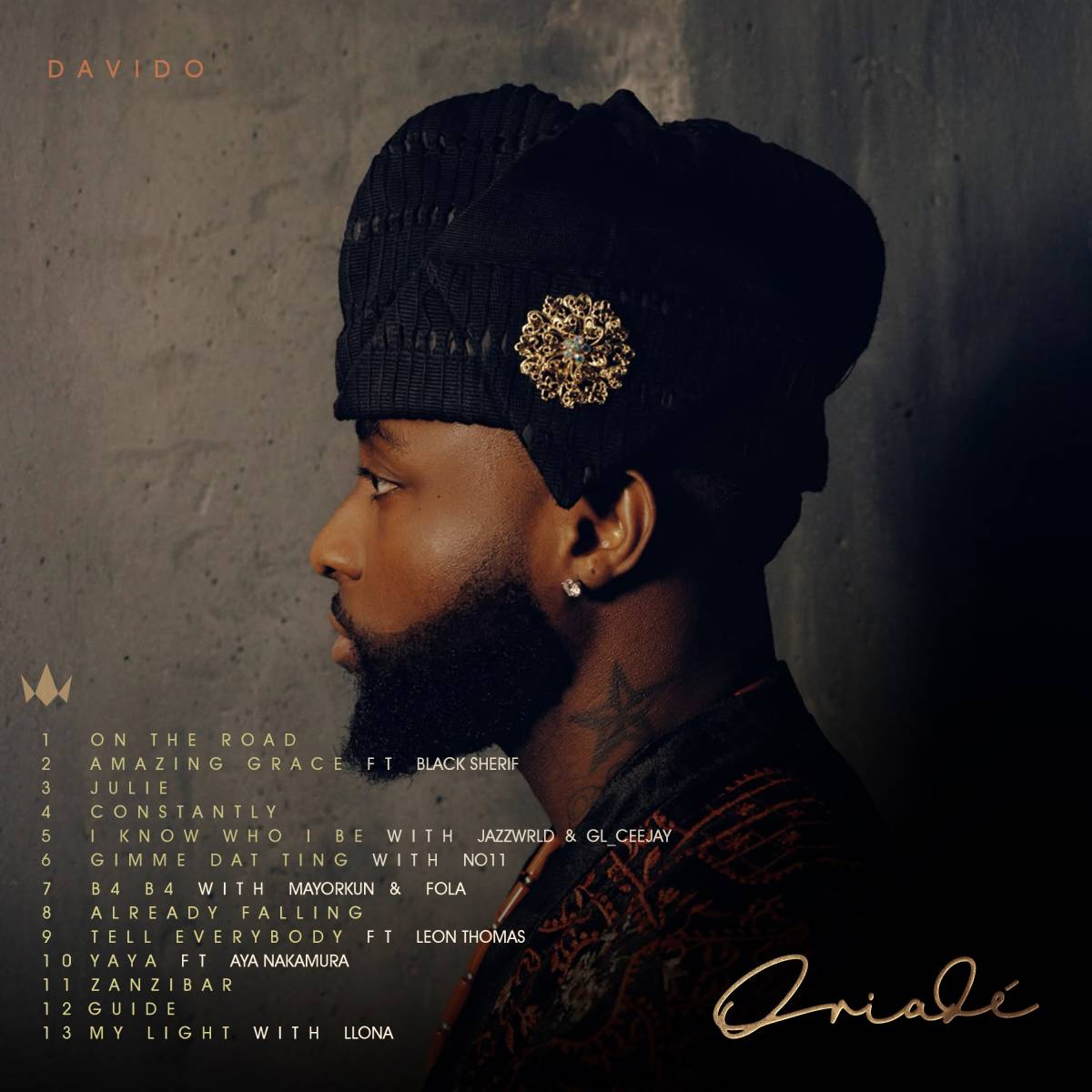 Davido announces the 13-track lineup for Oriadé, featuring Black Sherif, Jazzwrld, GL_Ceejay, N01i,...