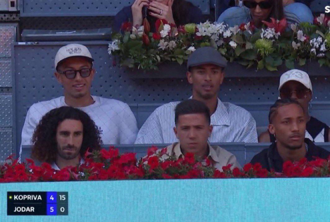 🎾 Chelsea’s Enzo Fernandez, Marc Cucurella, João Pedro at the Madrid Open with Real Madrid’s Jude B...