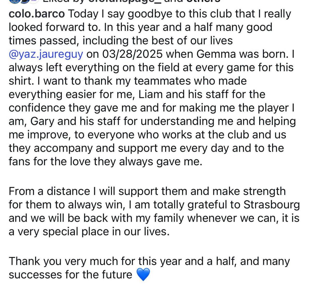 ๐จ BREAKING: Barco has just said goodbye to Strasbourg on Instagram. Rumoured to join Chelsea as fir...