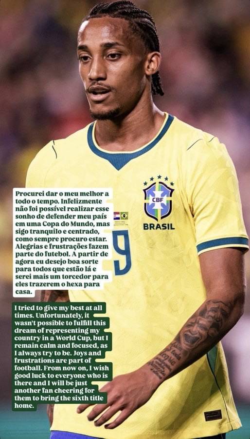 🚨🇧🇷 João Pedro statement after being left out of the World Cup.

“I tried to give my best at all ti...