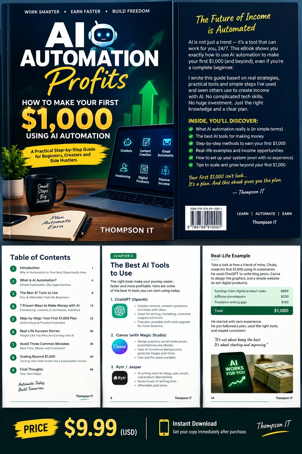 THE $1K AI AUTOMATION BLUEPRINT
How to Build Your First $1,000 Online with AI-Powered Systems
AI is...