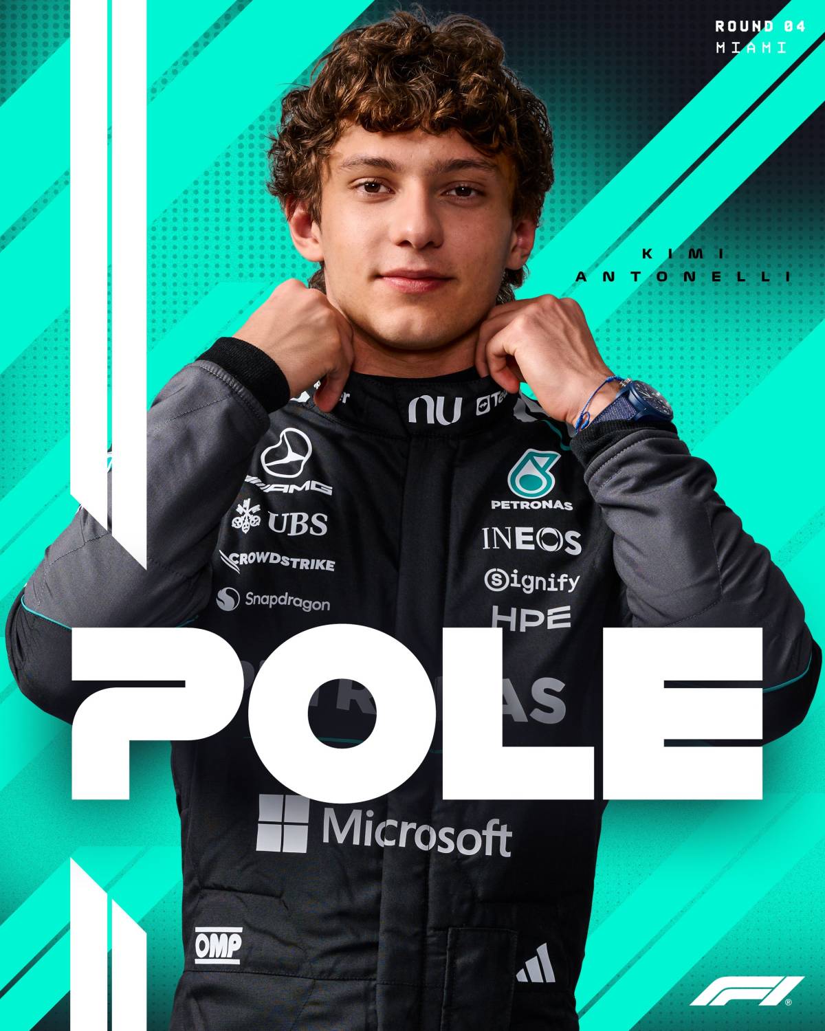 #Mercedes' Kimi Antonelli secured #MiamiGP Pole Position ๐ฅ๐.
#Formula1 #F1 #MotorRacing