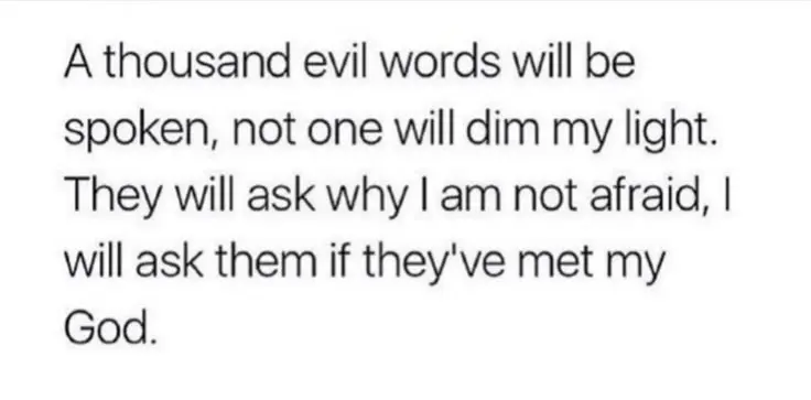 I like the part that says " not one will dim my light".
At the end, we'll all look back and say ' su...