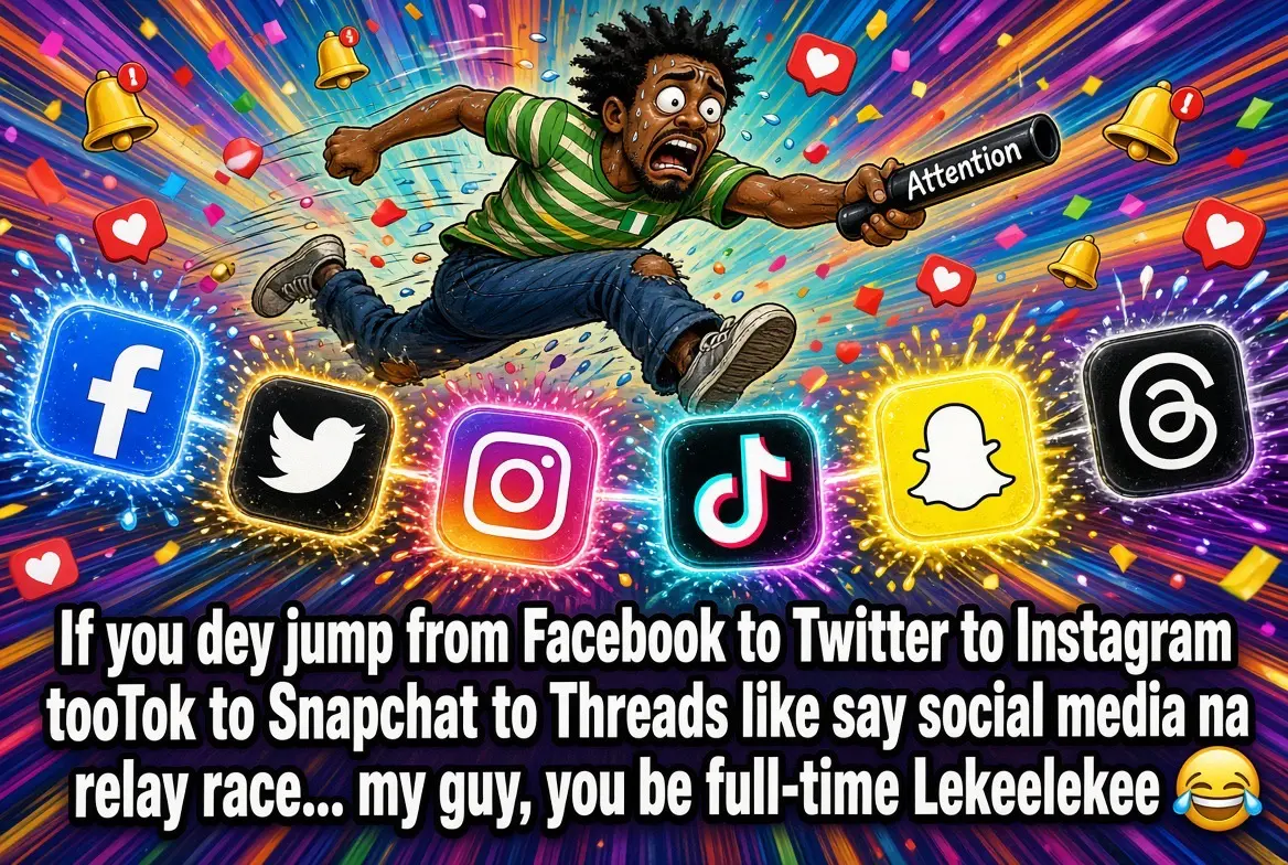 ππππIf you dey jump from Facebook to Twitter to Instagram to TikTok to Snapchat to Threads like...