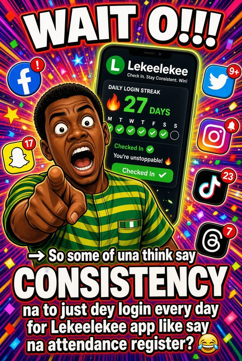 WAIT O!!!
โ So some of una think say
CONSISTENCY na to just dey login every day for Lekeelekee app l...
