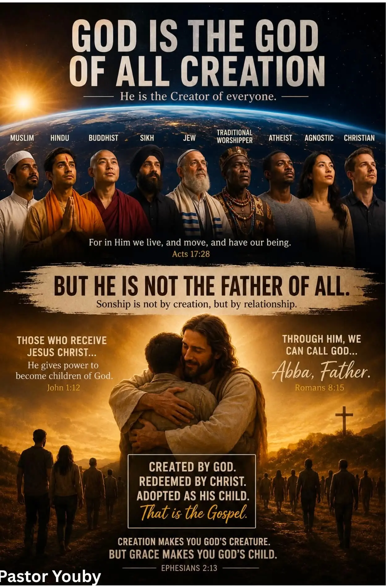 GOD IS THE GOD OF ALL — BUT NOT THE FATHER OF ALL
God is the God of everybody…
but He is not the Fa...