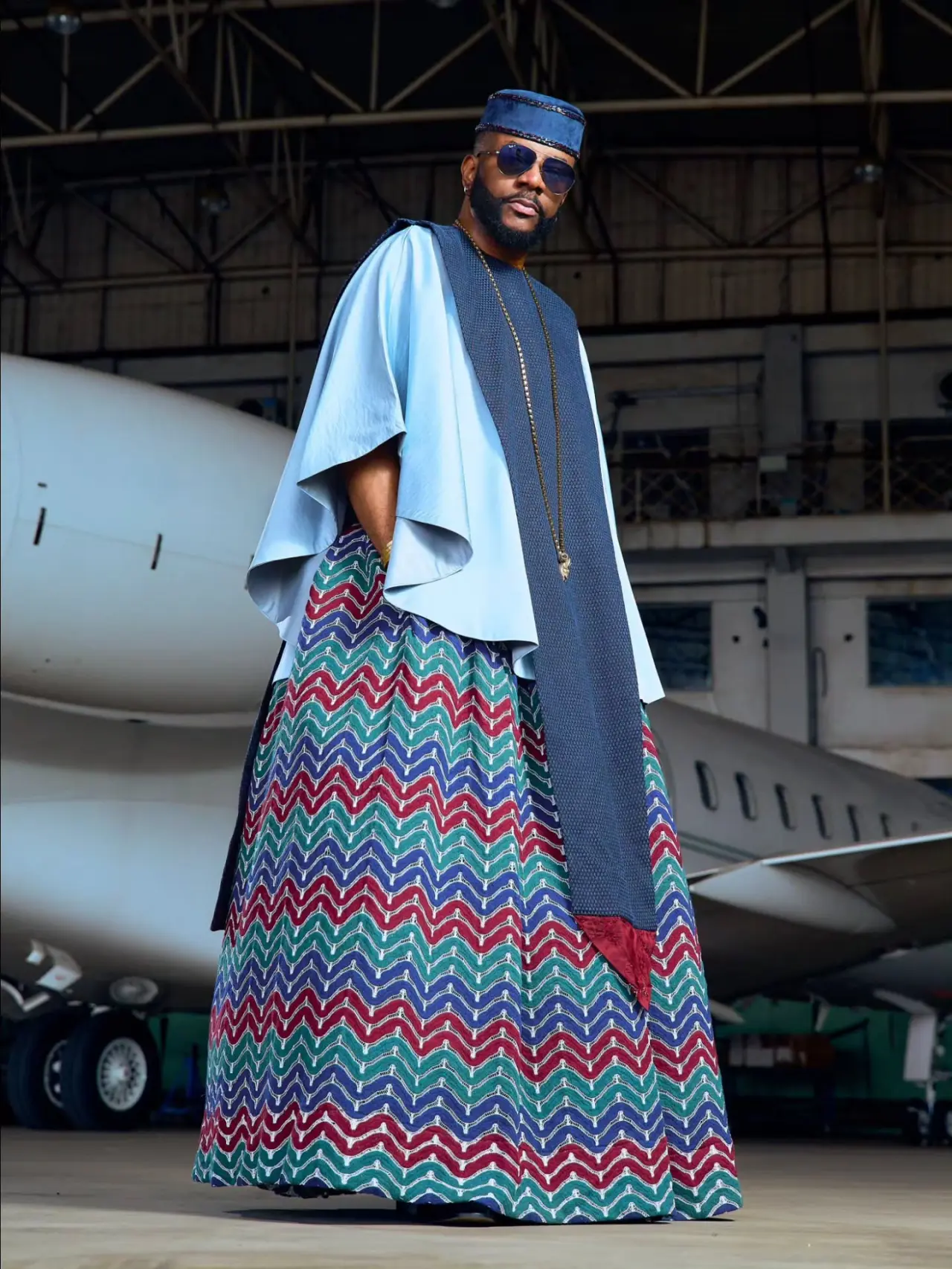 Ebuka Obi-Uchendu wore a custom Ugo Monye elegant outfit to host the Big Brother Naija Sunday live s...