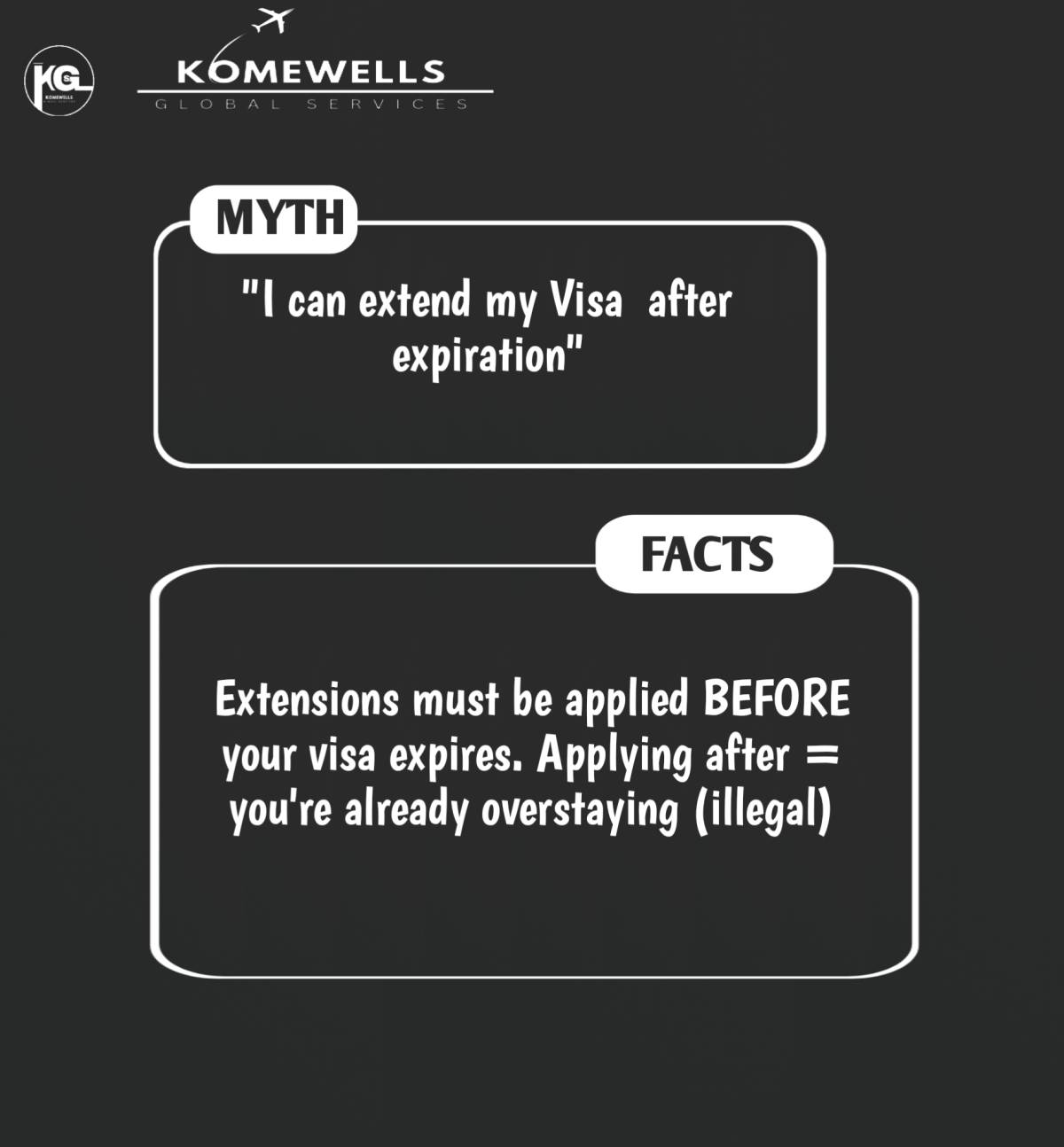 ❌ MYTH: "I can extend my visa after it expires"
✅ FACT: Visa extensions must be applied BEFORE ex...