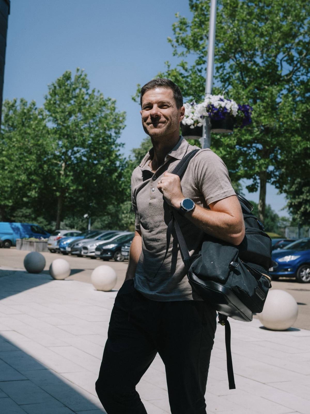 Xabi Alonso arrives at Cobham for the first time as new Chelsea manager.