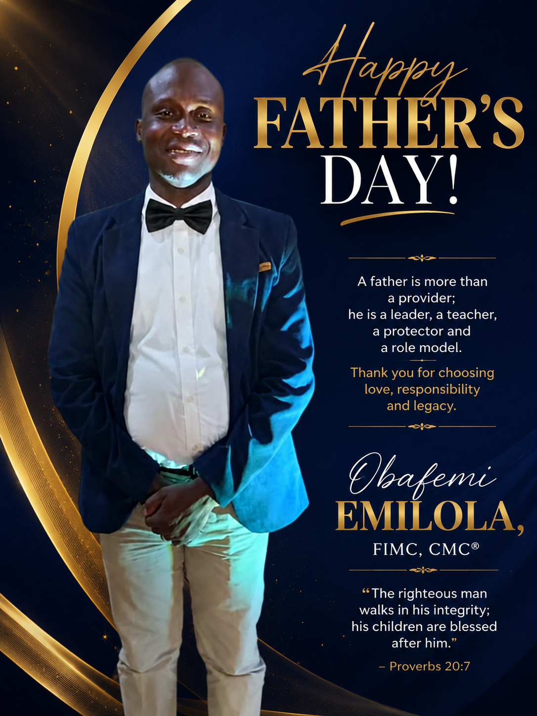 Happy Father's Day to all fathers around the world. Your labor of love is not in vain.
"The righteou...