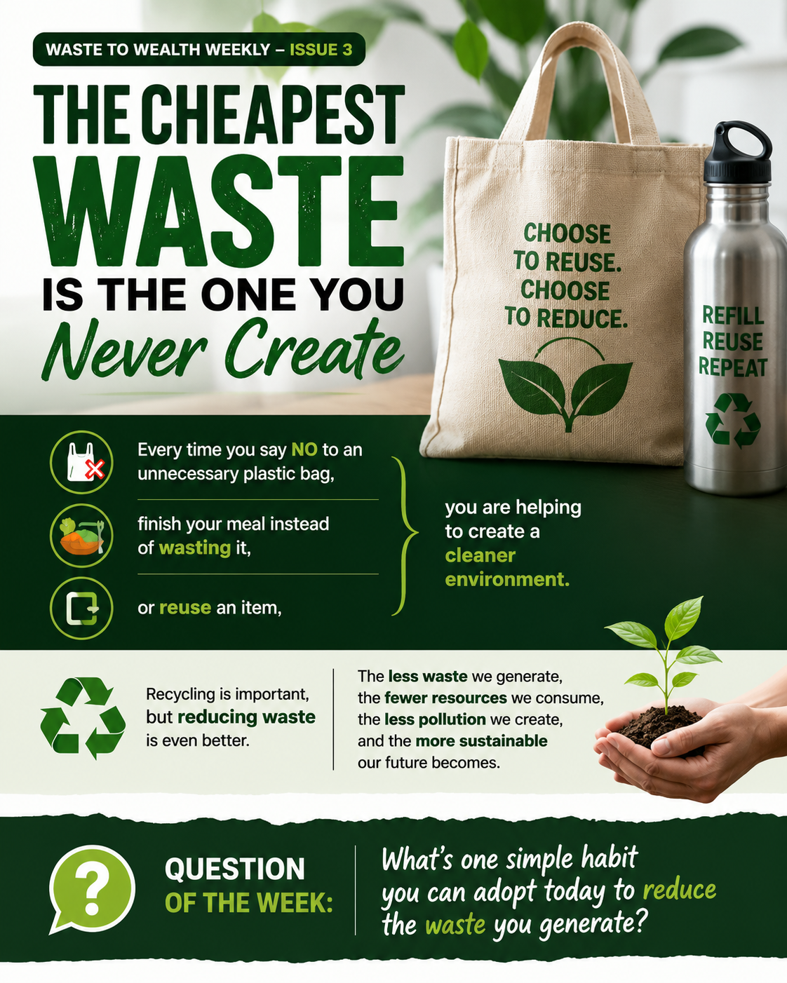 Waste to Wealth Weekly Article – Issue 3
Do you know that the Cheapest Waste Is the One You Never Cr...