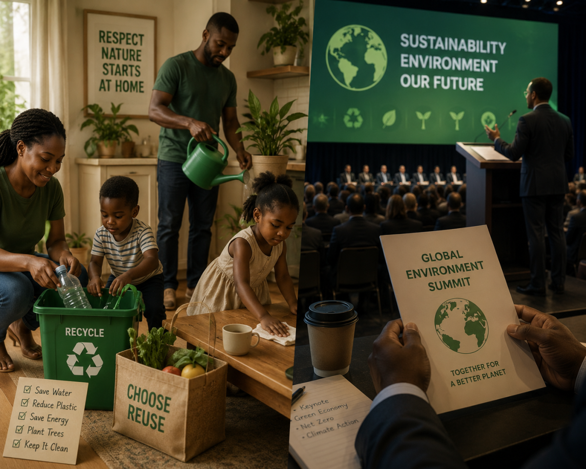 I believe respect for the environment starts at home, not at conferences.
What do you think?
