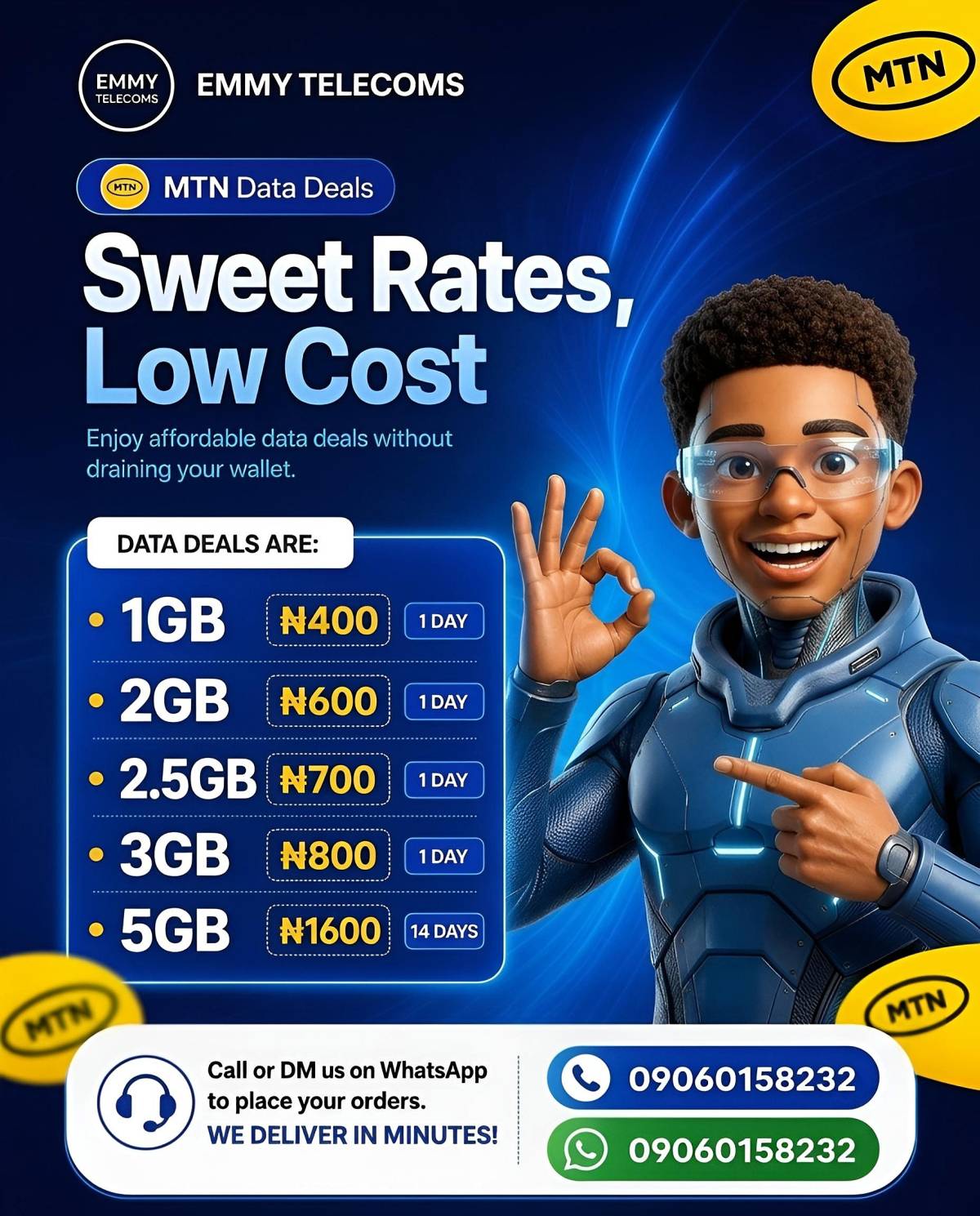 ๐ถ Out of data? No worries!
Get affordable MTN data delivered directly to your line within minutes....