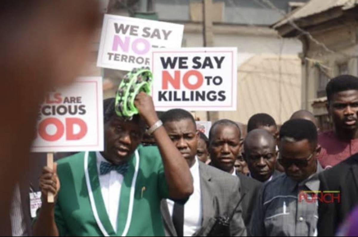 Where is your placard against the killings today in Nigeria. Pastor Adeboye