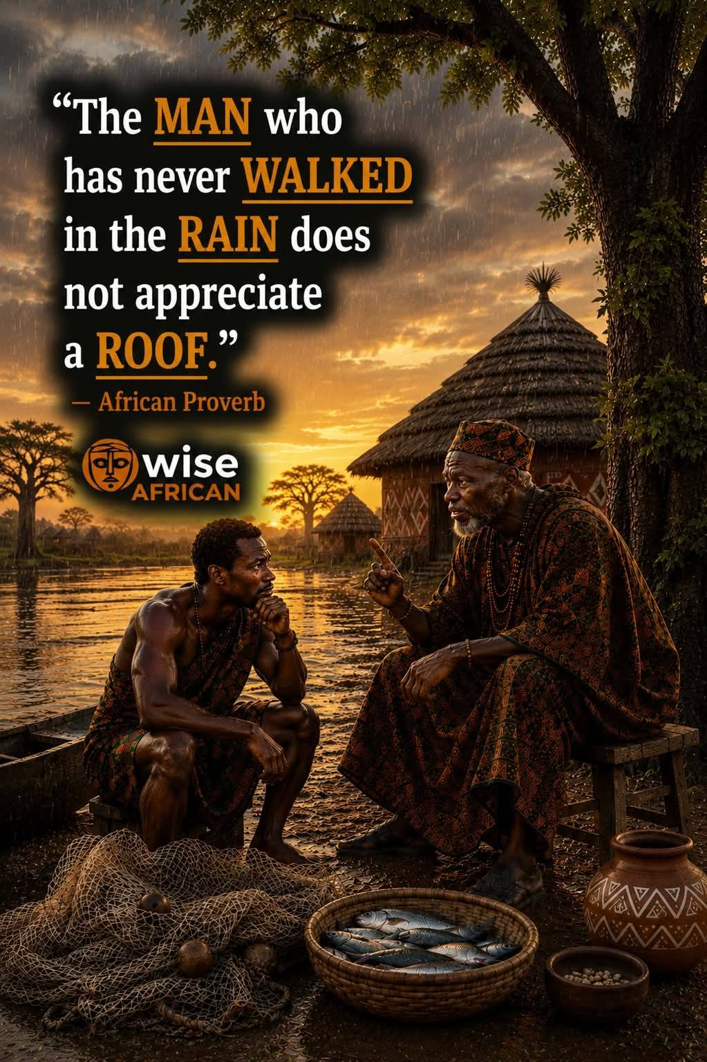 A man who has never walked in the rain m does not appreciate the roof. Africa Grandpa