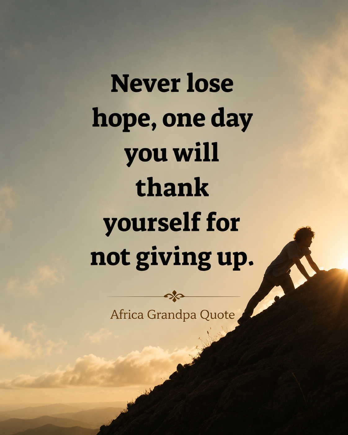 Never give up. Your breakthrough may be closer than you think. ๐ช Follow Africa Grandpa Quote for da...