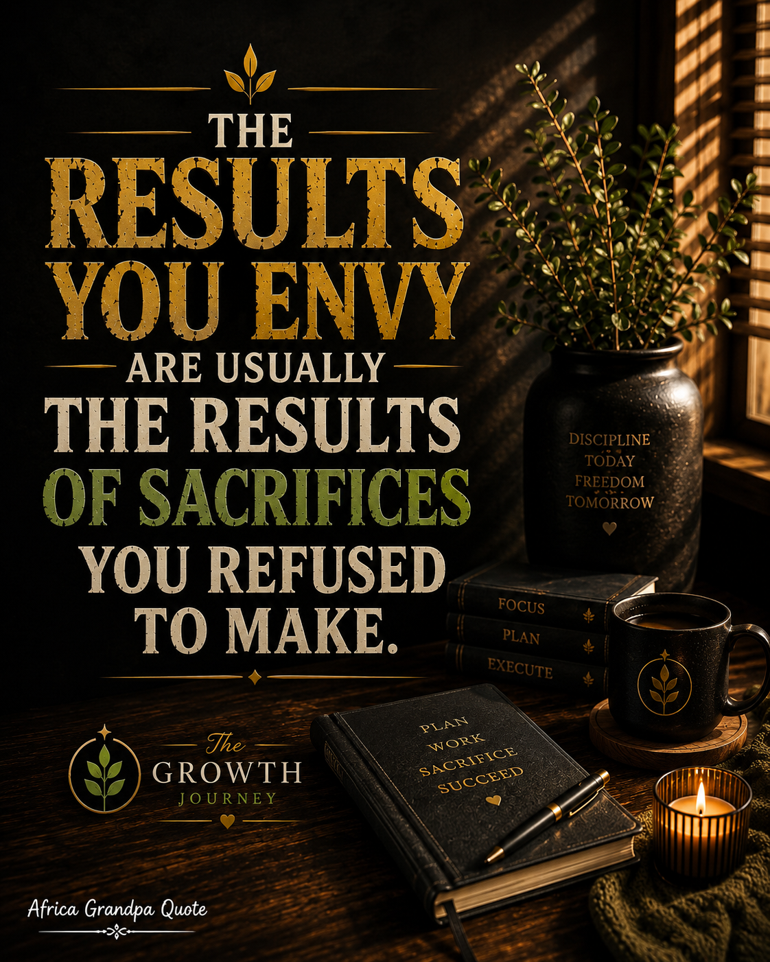 The result you envy are usually the result of sacrifice you refuse to make. Africa Proverbs from Afr...