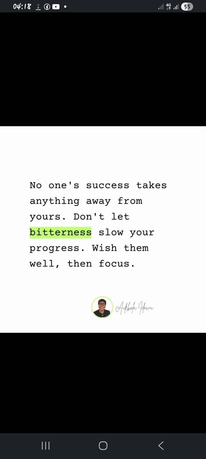 Another person's success is proof that success is possible—not a reason to give up. Keep working, st...