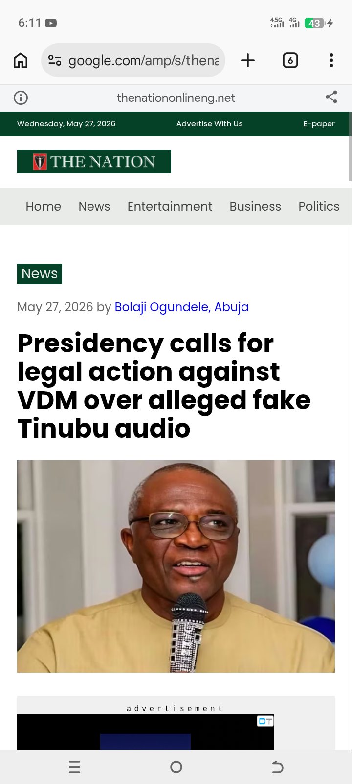Fake audio link from president Tinubu and bayo onanuga called for vdm arrest