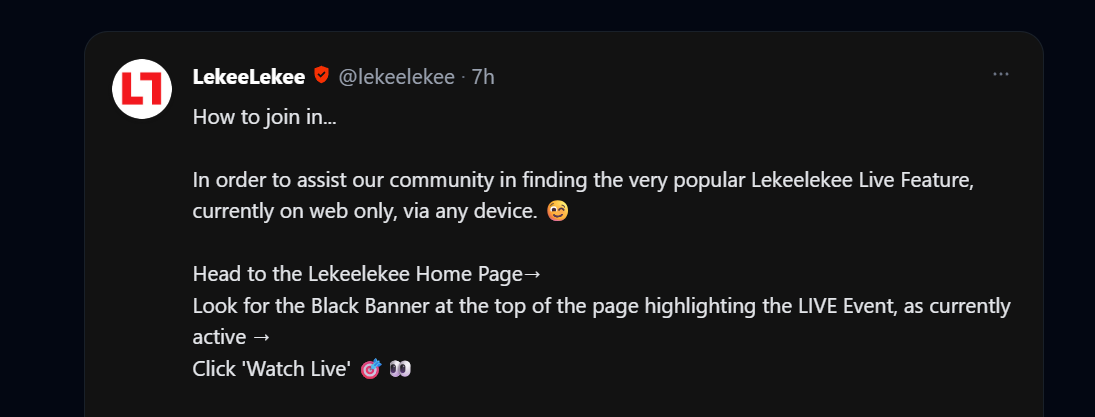 Come join the LekeeLekee Live event and win rewards! Please follow the instructions below.
#LekeeLe...