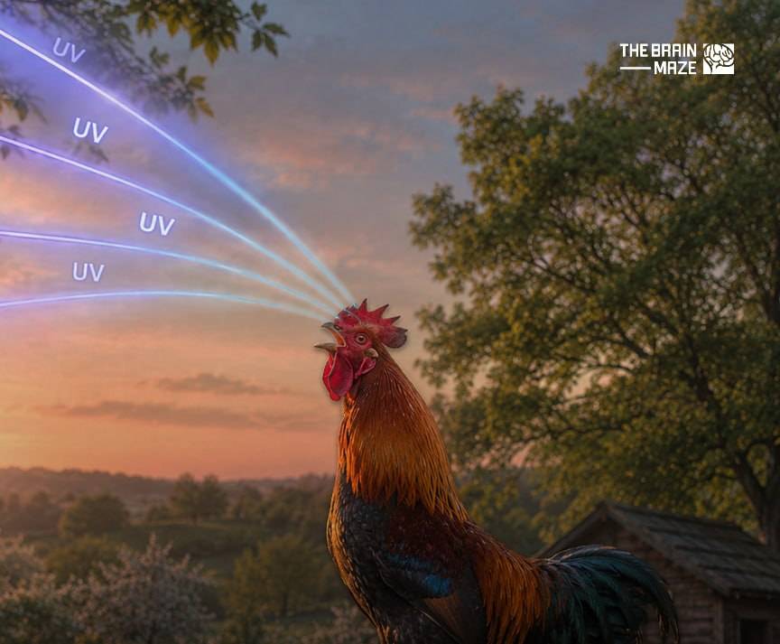 Chickens can detect the first light of dawn earlier than humans because their eyes are highly sensit...