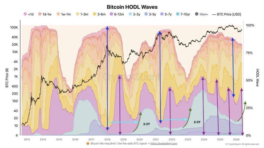 📊 INSIGHT: Bitcoin HODL Waves data suggests this cycle’s bottom could form between $65.9K–$70.5K, p...