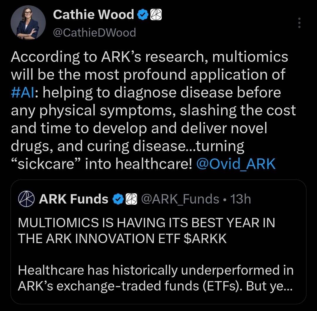 ๐จ INSIGHT: Cathie Wood says AI will revolutionize healthcare through early disease detection.
#AI...