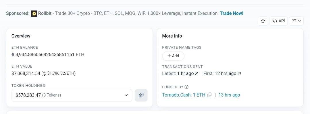 ๐จ ALERT: Bonzo's alleged exploiter is now sitting on $7M in $ETH.
Bonzo reports $9M total missing....