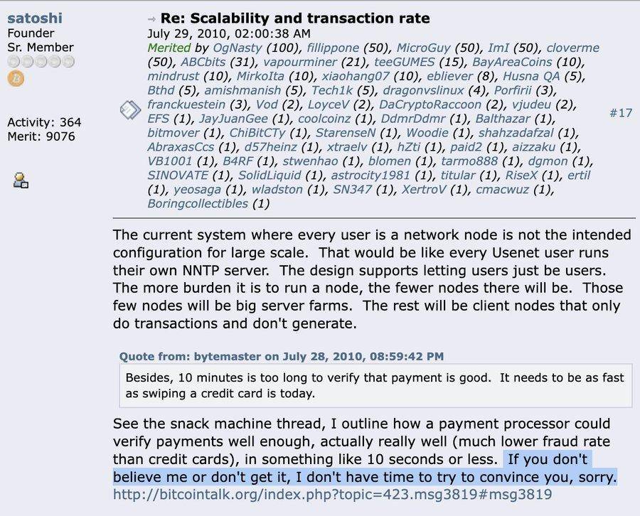 ๐ฅ 16 years ago, Satoshi Nakamoto shut down a Bitcoin scalability debate with one line:
โIf you don...