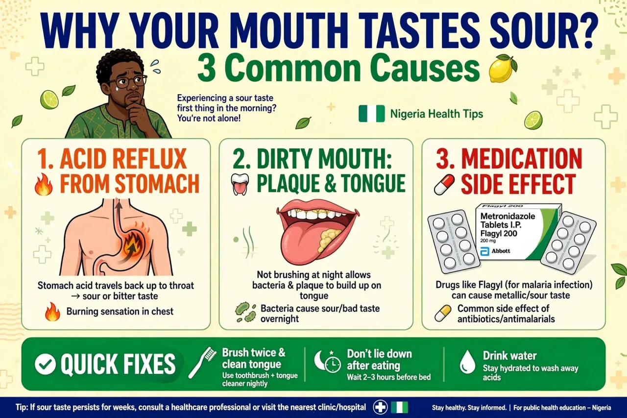 > ๐ WHY YOUR MOUTH TASTES SOUR, ESPECIALLY IN THE MORNING?
>
> No be village people โ na 3 common r...