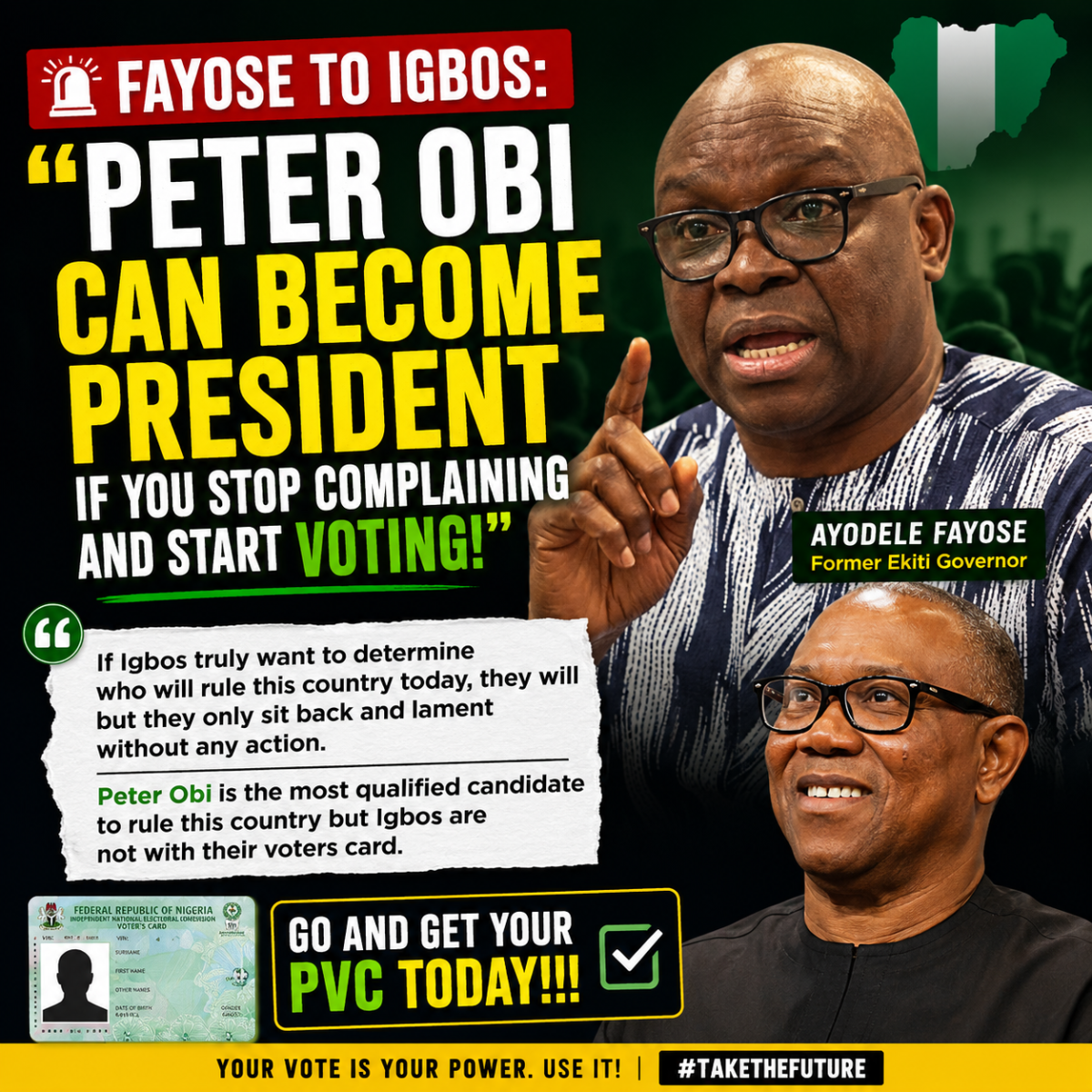 ๐จ FAYOSE TO IGBOS: "Peter Obi Can Become President If You Stop Complaining and Start Voting!"
Form...