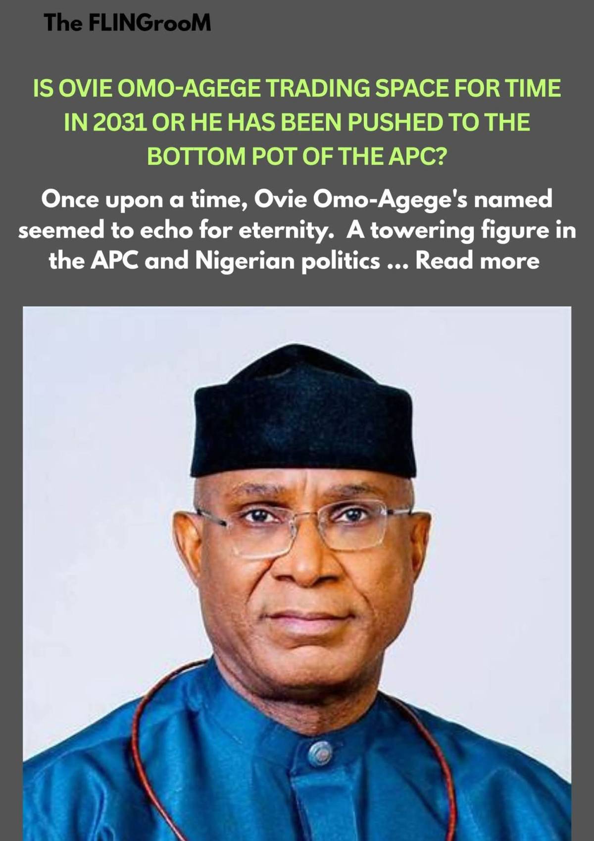 Ovie Omo-Agege resigned from APC. Where's he going to next?
I was expecting this action after I wro...