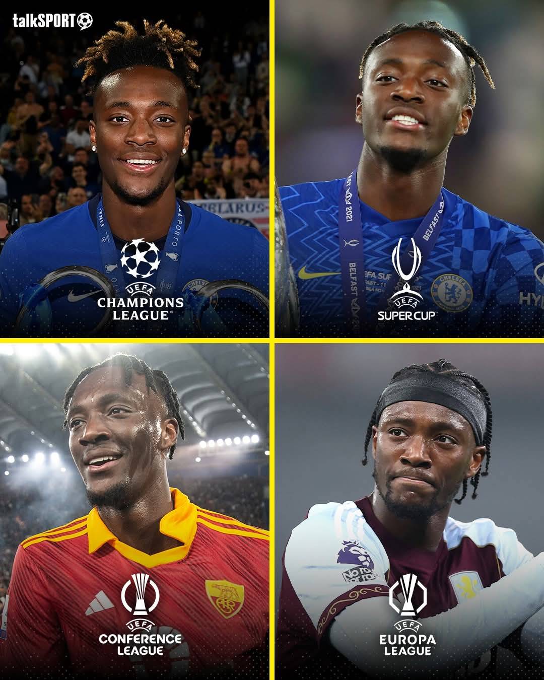 Tammy Abraham becomes the second player EVER to win the Champions League, Super Cup, Conference Leag...