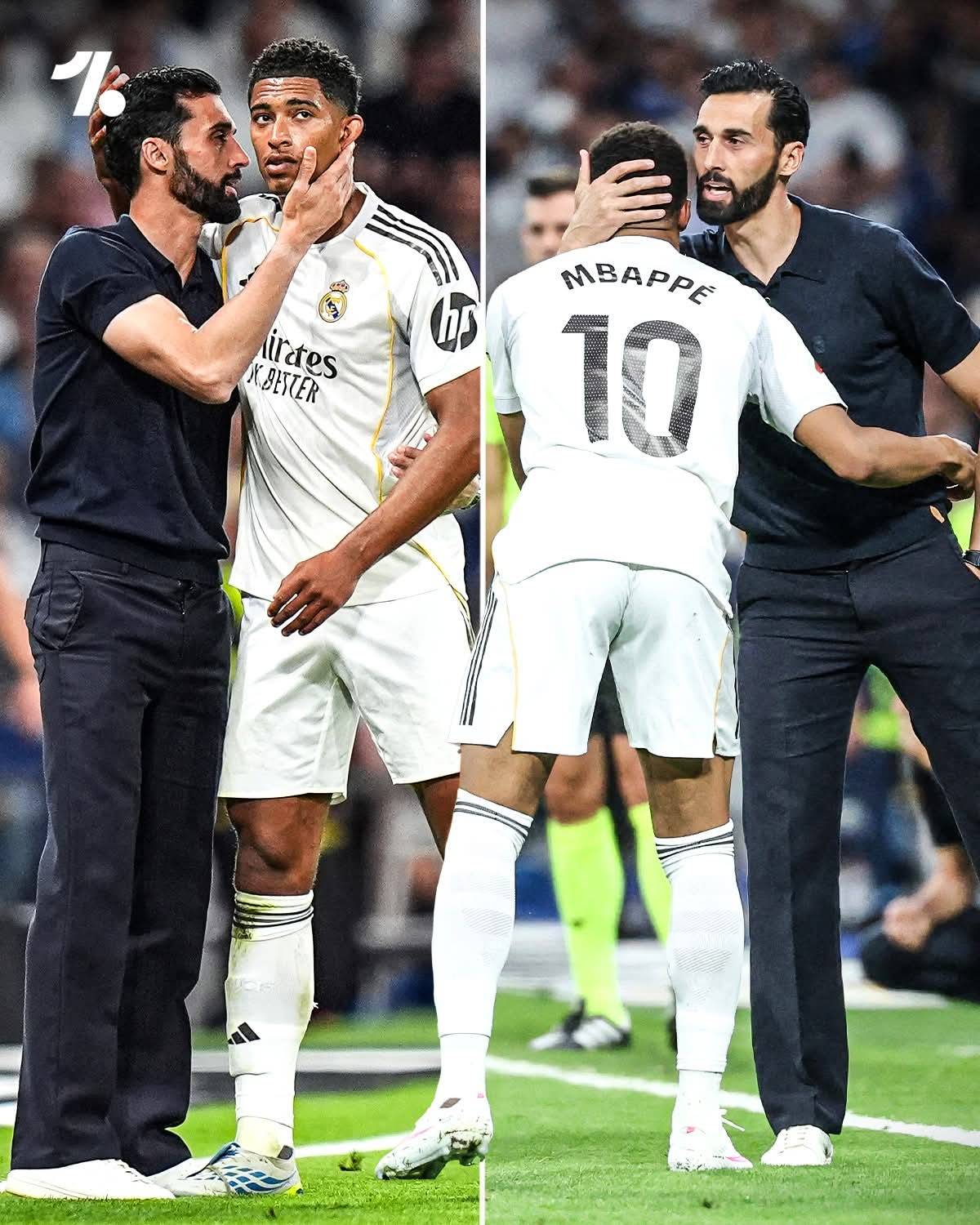 Jude Bellingham and Kylian Mbappé hug Álvaro Arbeloa farewell 🤍