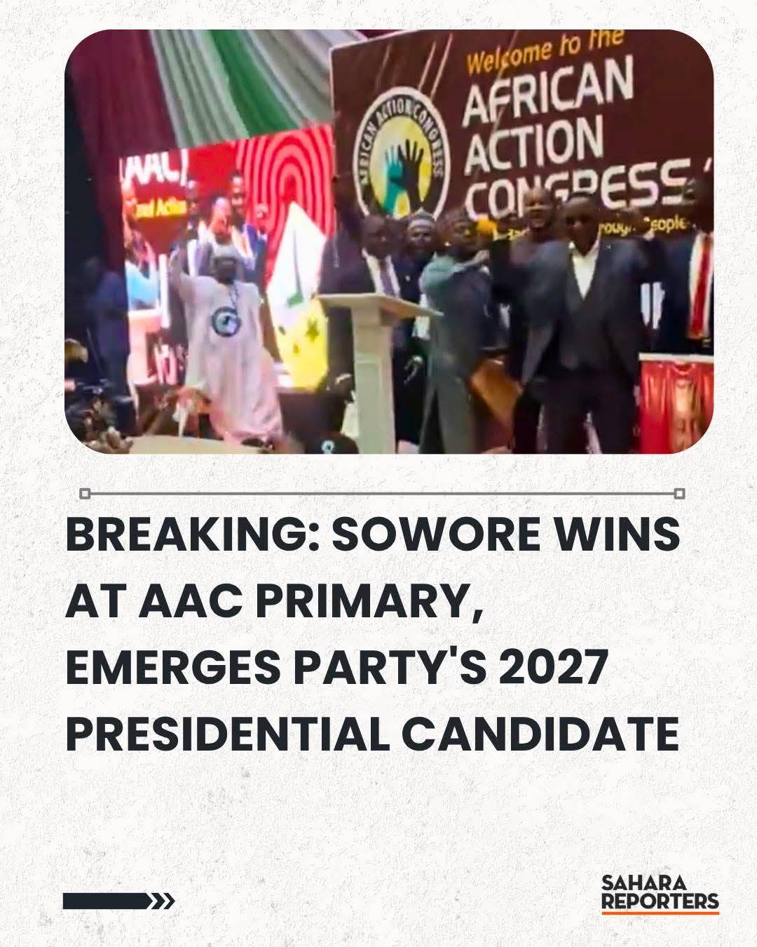 BREAKING: Sowore Wins At AAC Primary, Emerges Party's 2027 Presidential Candidate