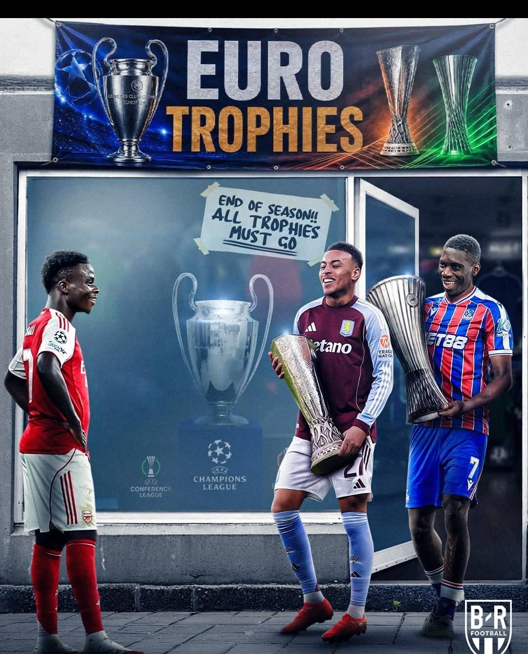 Aston Villa ๐
Crystal Palace ๐
Arsenal โณ
Two down, one to go for the Premier League clubs in Eur...