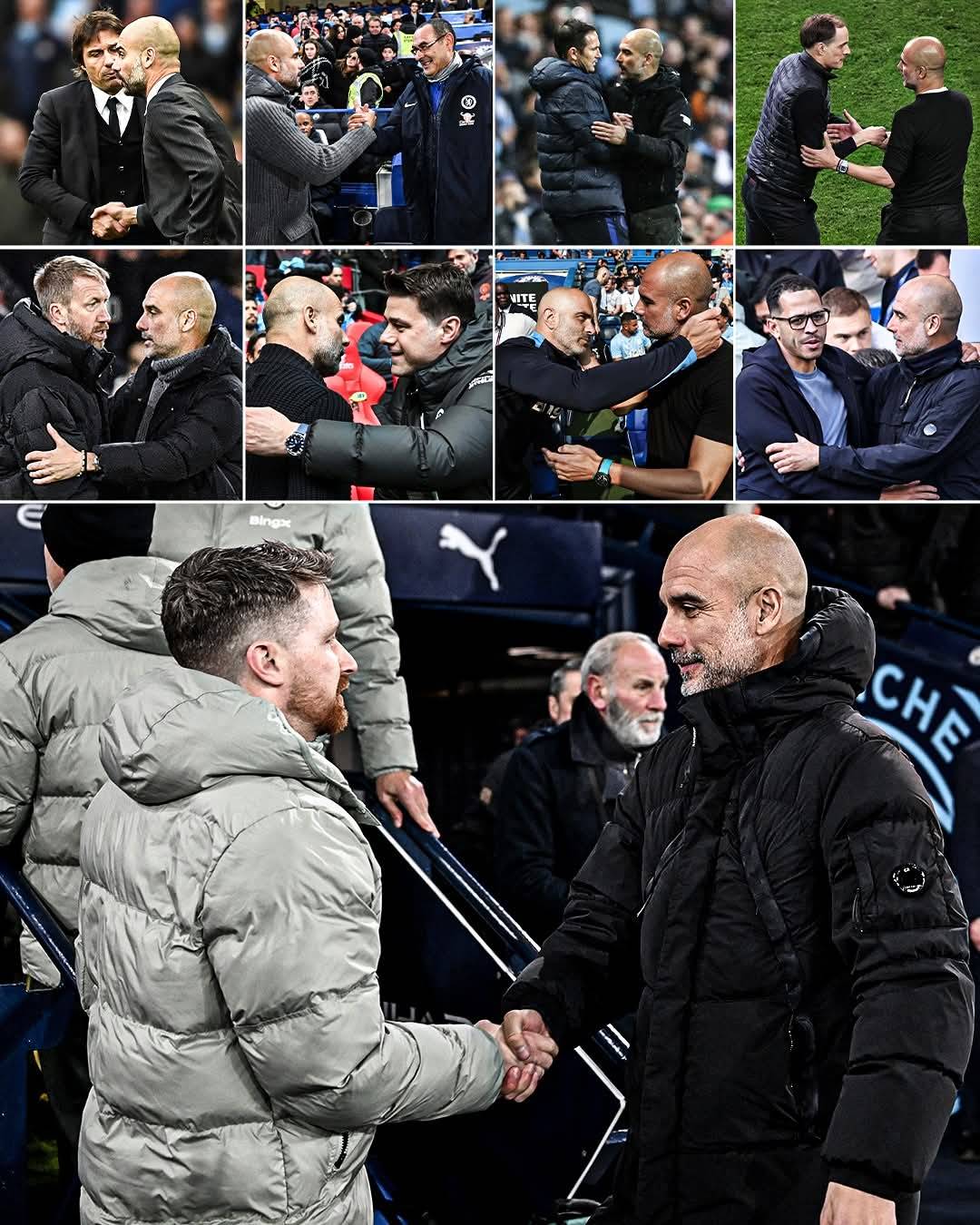 Since joining Manchester City in 2016, Pep Guardiola has shaken hands with nine different Chelsea ma...