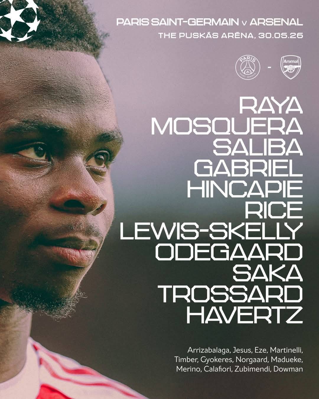 ๐ด ๐ง๐๐๐ ๐๐๐๐ โช๏ธ
Your Champions League final line-up.
COME ON YOU GUNNERS!!