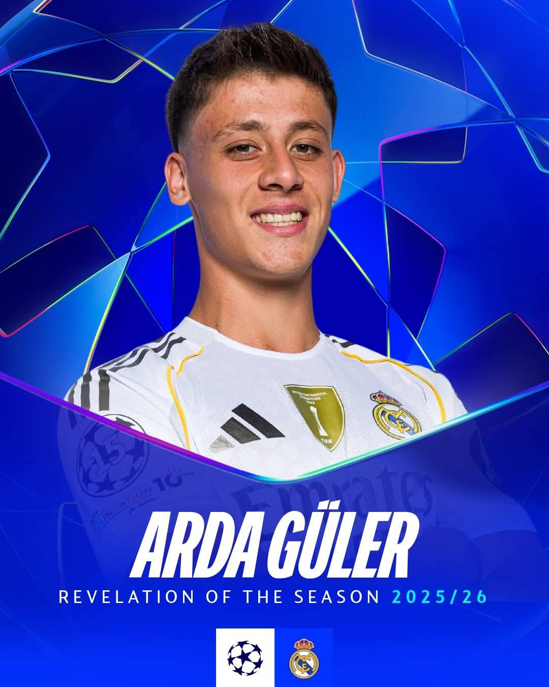 🏆 2025/26 UEFA Champions League Revelation of the Season: Arda Güler 🇹🇷✨
#UCL