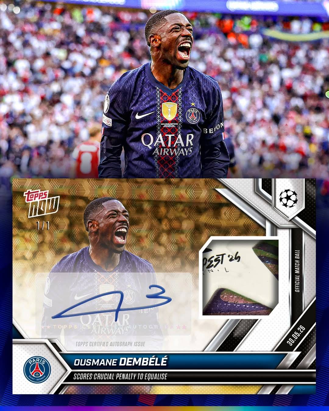 The actual match ball from the UEFA Champions League final is going into ultra-rare trading cards ⚽...