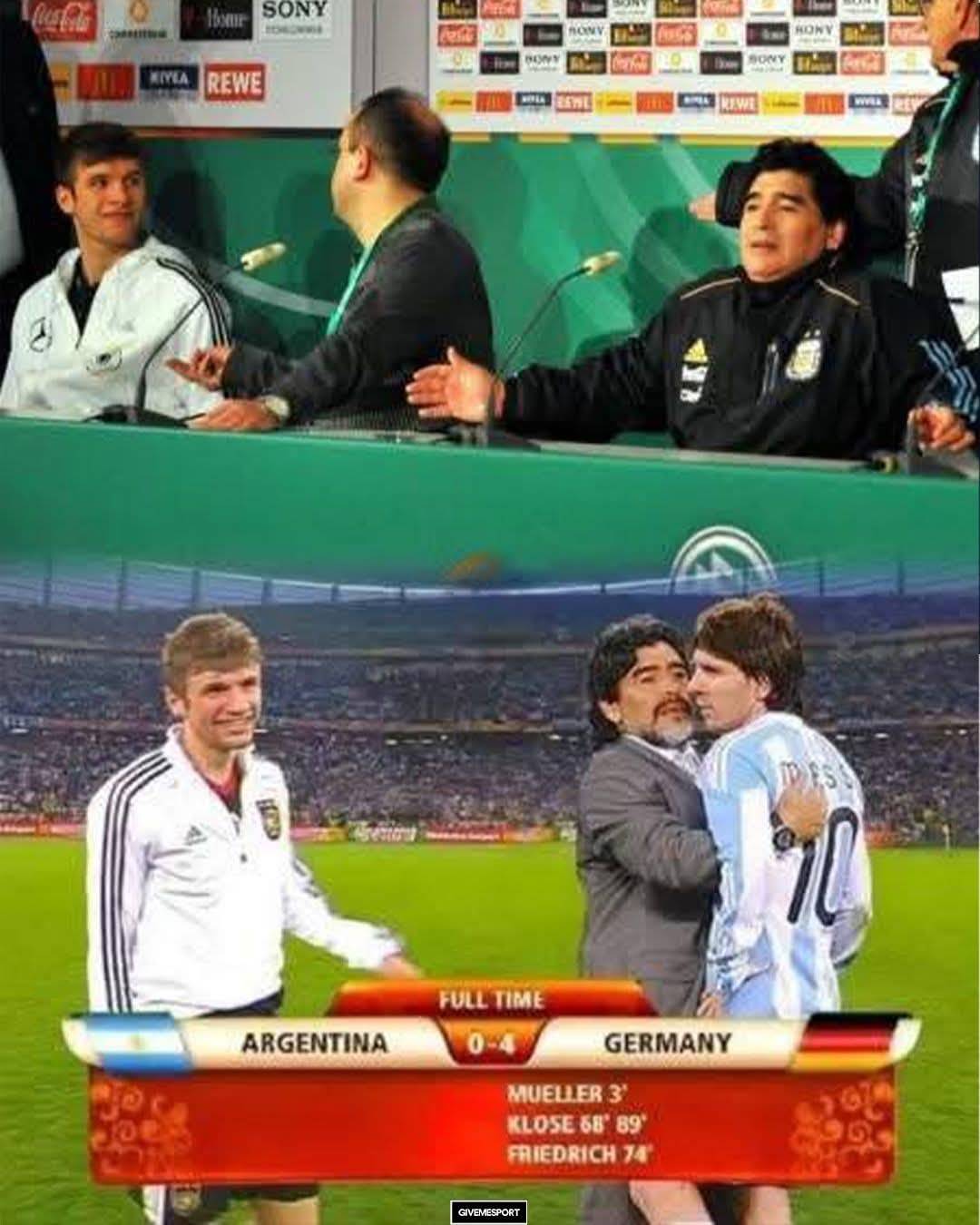 When Thomas Muller silenced the great Diego Maradona at just 20 years old: 🤫

In the 2010 World Cup...