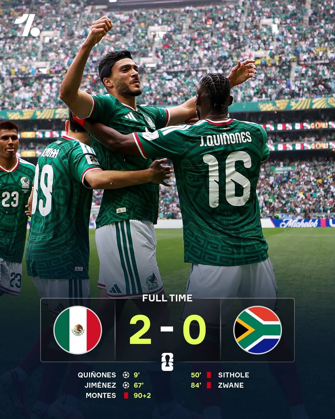 TWO goals and THREE red cards, the 2026 World Cup officially has lift-off as Mexico beat South Afric...