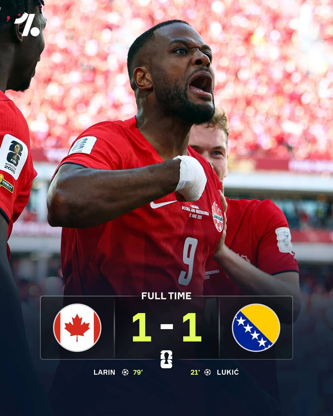 Canada give fans something to celebrate, their first ever World Cup point ๐ฅ๐จ๐ฆ