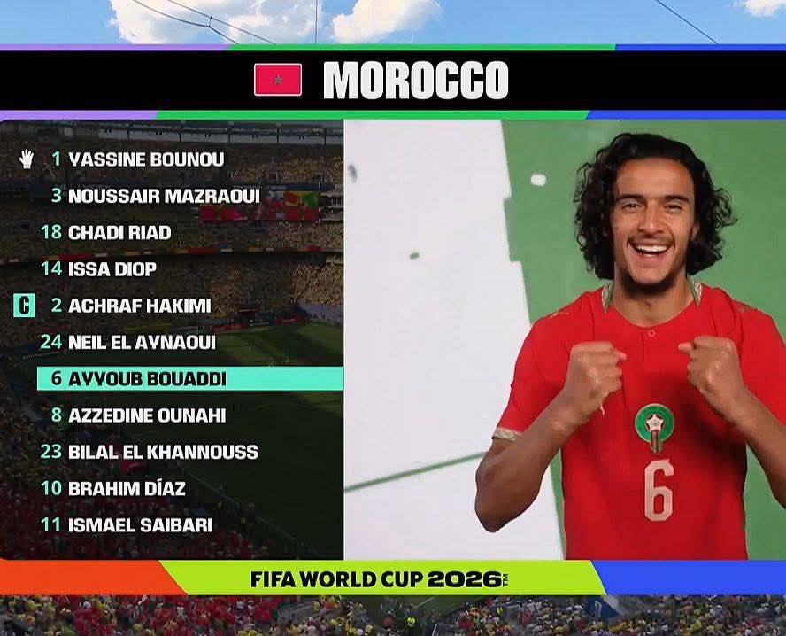 ๐จ ๐๐๐๐๐๐๐๐: Morocco are the ๐
๐๐๐๐ national team in history to have a starting XI with all the playe...
