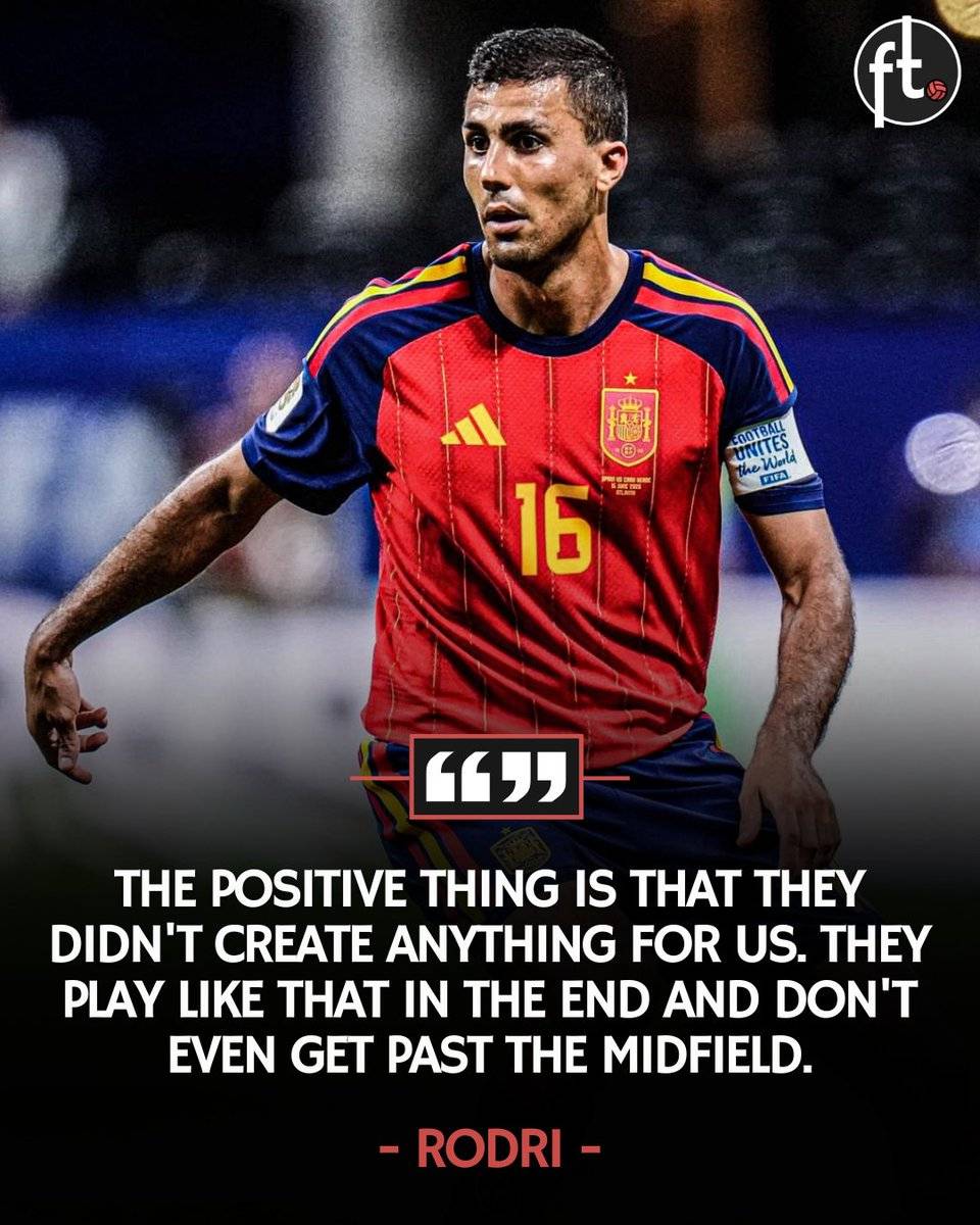 ๐คฌ๐ช๐ธ Rodri's words after drawing with Cape Verde:
๐ฃ๏ธ "We knew it was a game of patience. THEY DROPP...